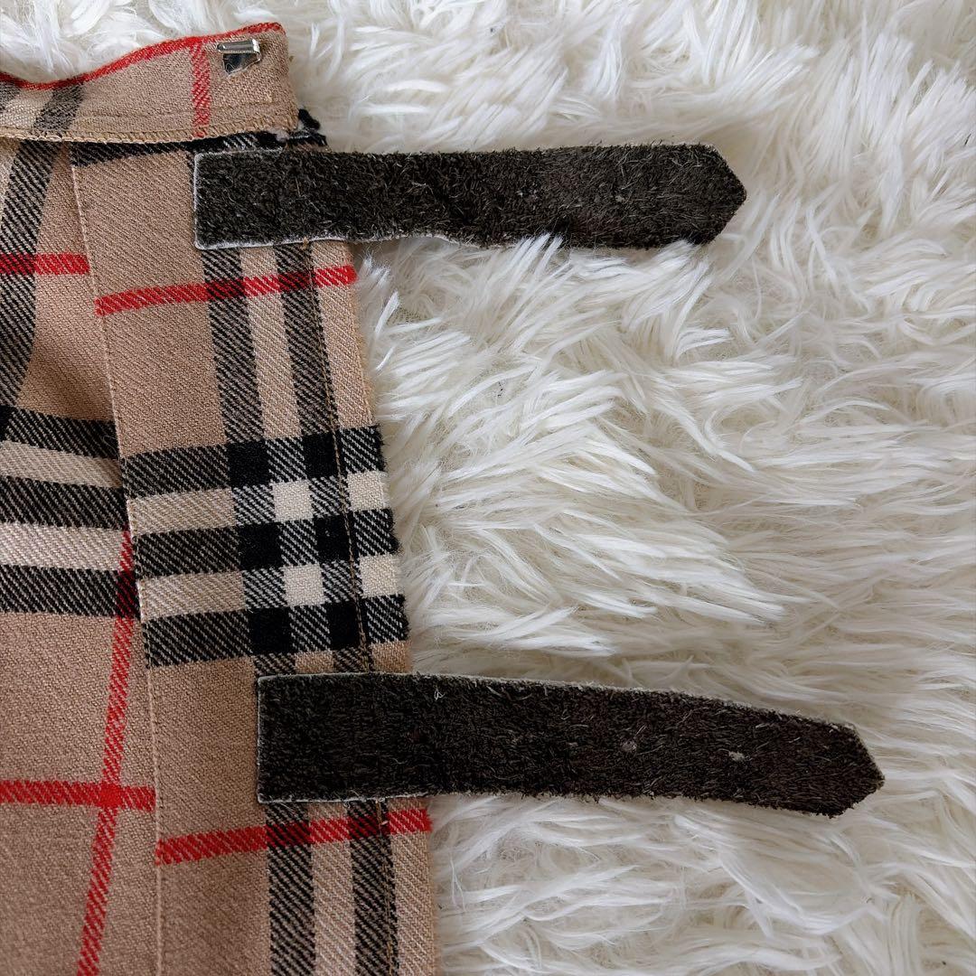 美品✨【バーバリーズ】ウール100%巻きプリーツスカート ノバチェック ベージュ