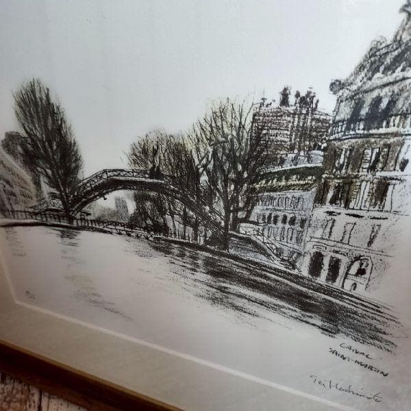 橋本清一 画伯作 パリの裏街 サンマルタン運河 96/250部 限定 リトグラフ