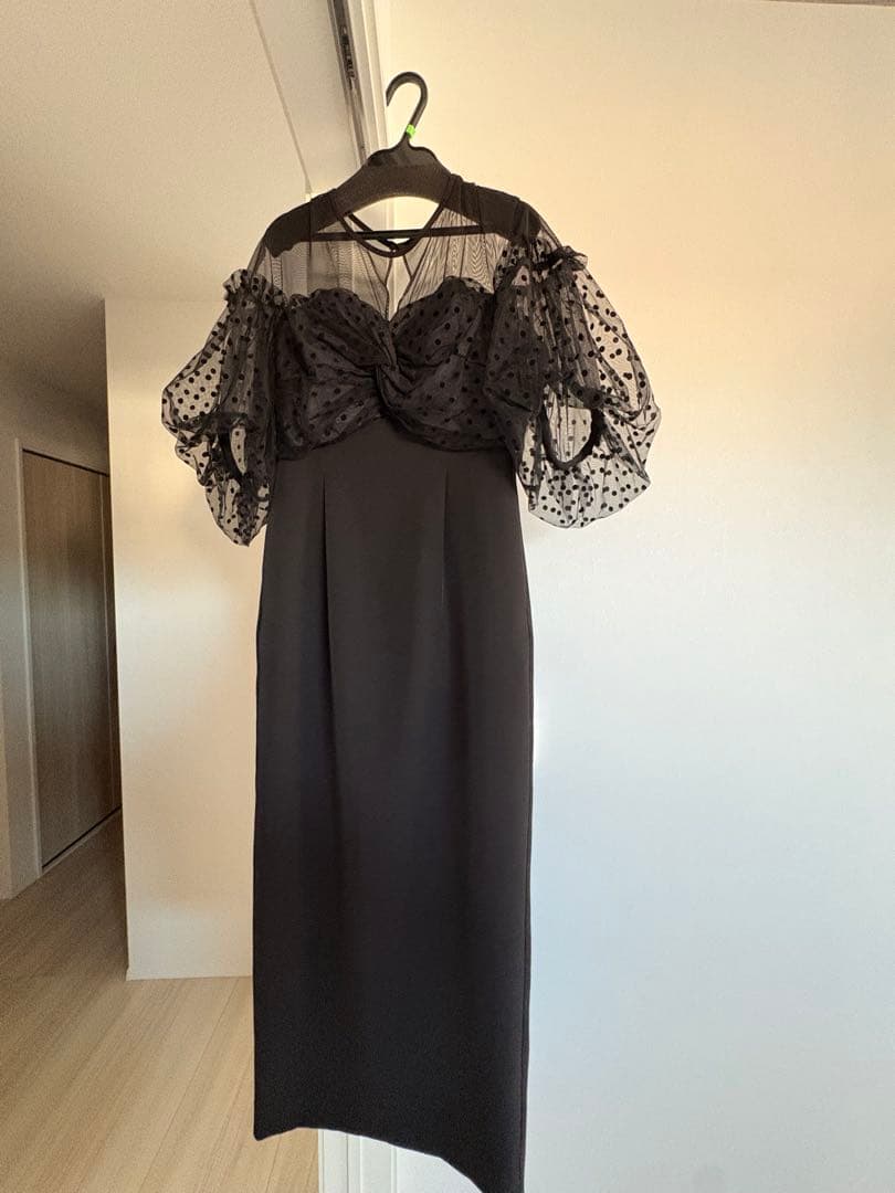 ドレス フロッキードットワンピース パーティードレス オケージョンドレス