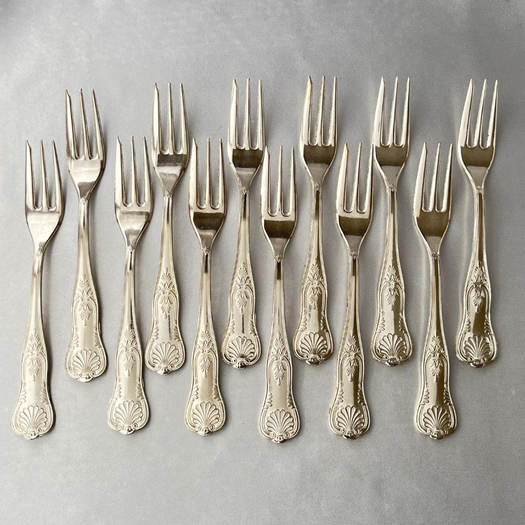 【英国】 キングスパターン ケーキフォーク 12本 【シルバープレート】