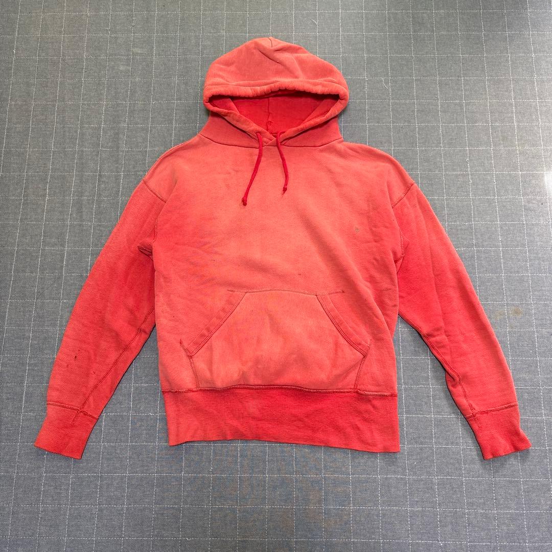 50s 60s vintage スウェットパーカー 鬼フェード レッド