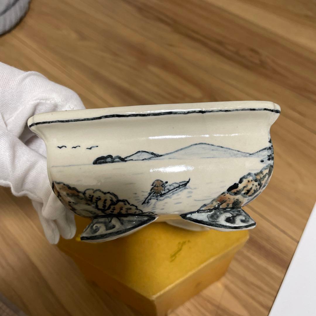 盆栽鉢　桑津香石　山野草　絵鉢