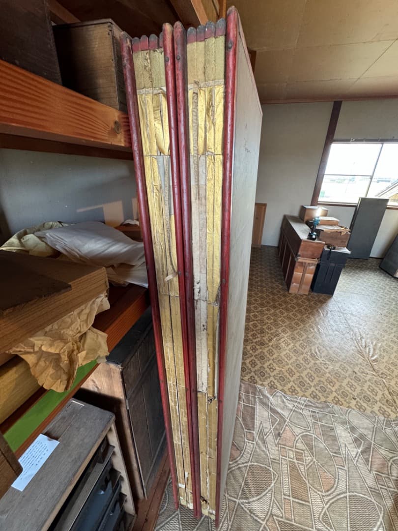 江戸後期 ~ 明治初期 六曲屏風 二点セット 鳥花図 美品 アンティーク