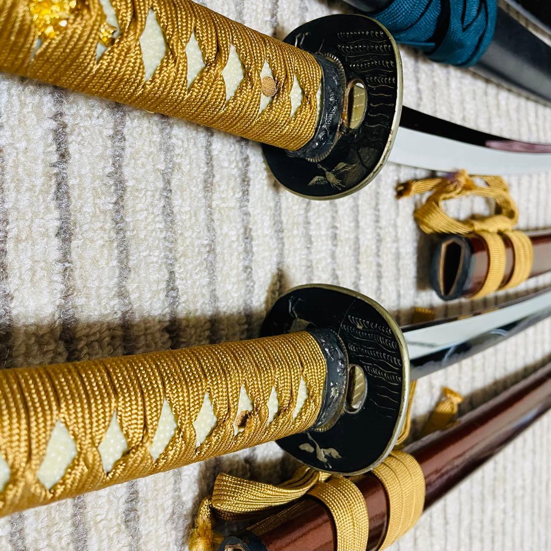 模造刀 日本刀 武具 刀剣 居合刀 2本セット 刀剣 太刀 脇差（C03）