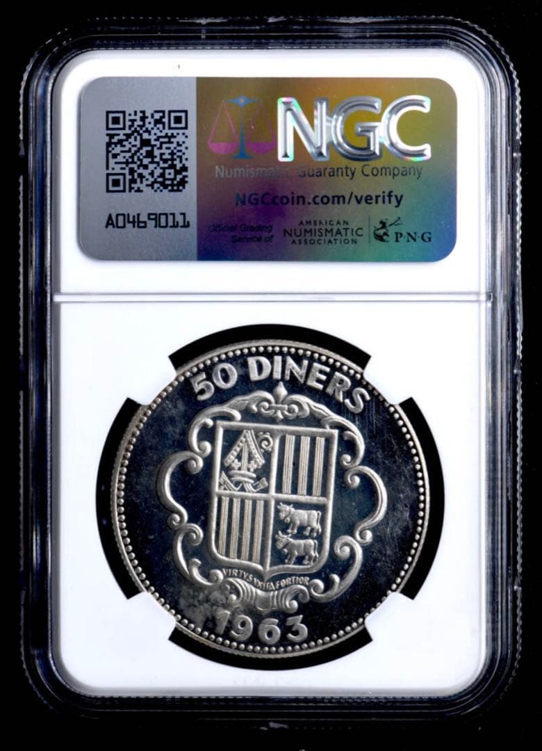 超希少)NGC PF66CAMEO アンドラ 1963 50D銀貨 ベンロック