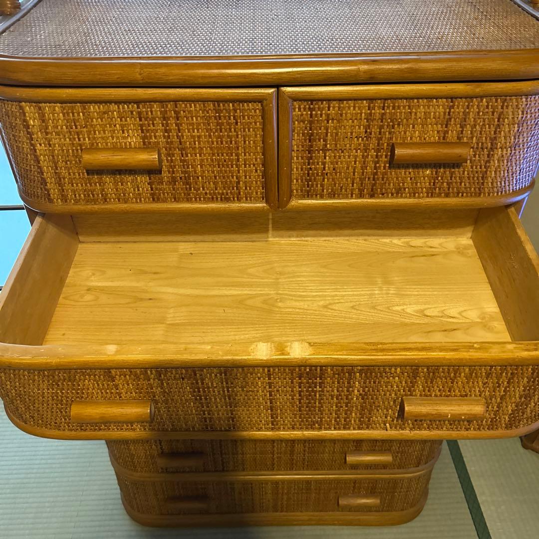 ラタン　家具　6段チェスト（タンス）　ヴィンテージ　昭和レトロ