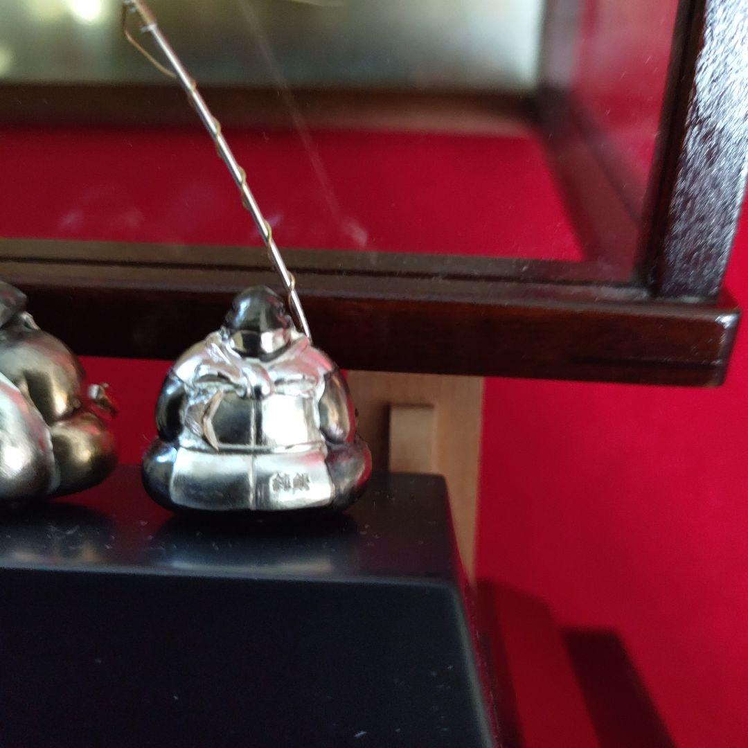 銀製置物、武比古作、縁起物七福神