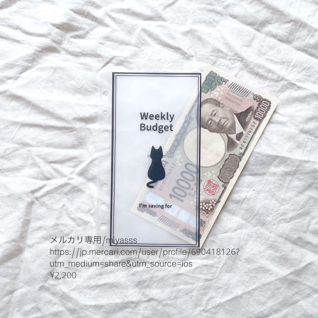 【2000円】貯金リフィル 黒猫黒フレーム 曜日リフィル　A6 saving