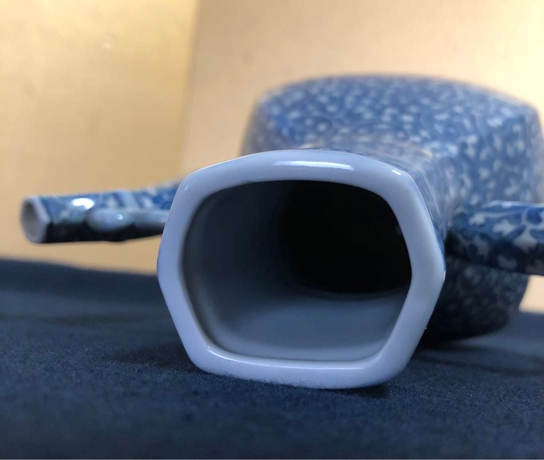 《R》有田焼 染付 唐草濃 水注 水差 源右衛門作 共箱 251201お2