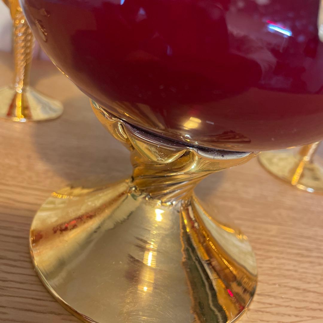 Murano Glass 赤金 デキャンタとグラスセット