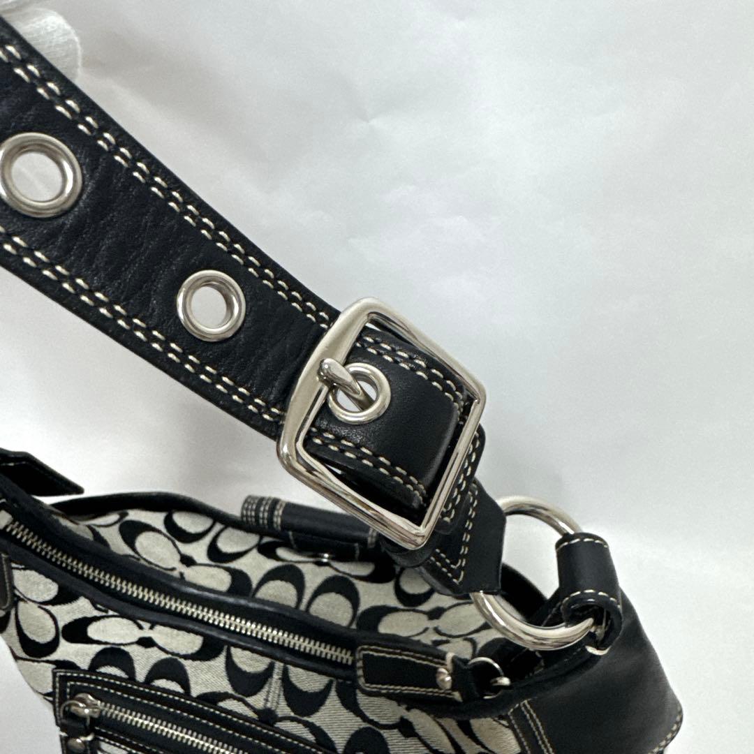 【美品】COACH シグネチャー ターンロック ホーボー ワンショルダーバッグ