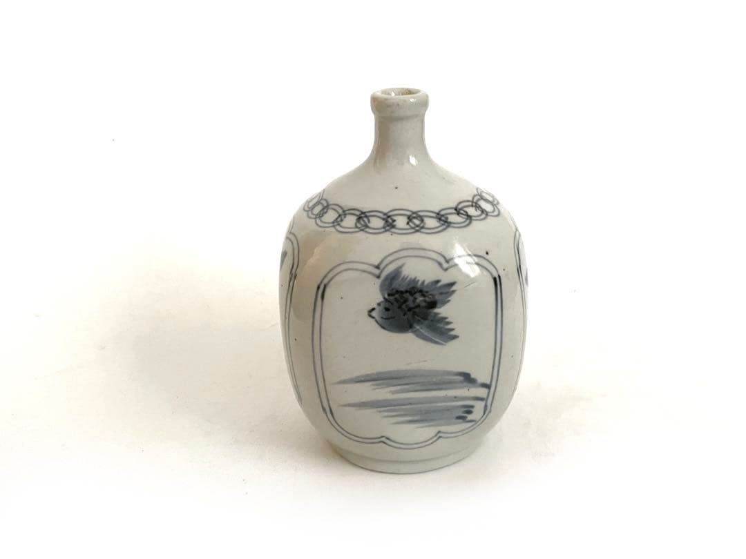 骨董　アンティーク　古伊万里　染付　窓絵　鳥文様　徳利　一輪挿し　初期伊万里