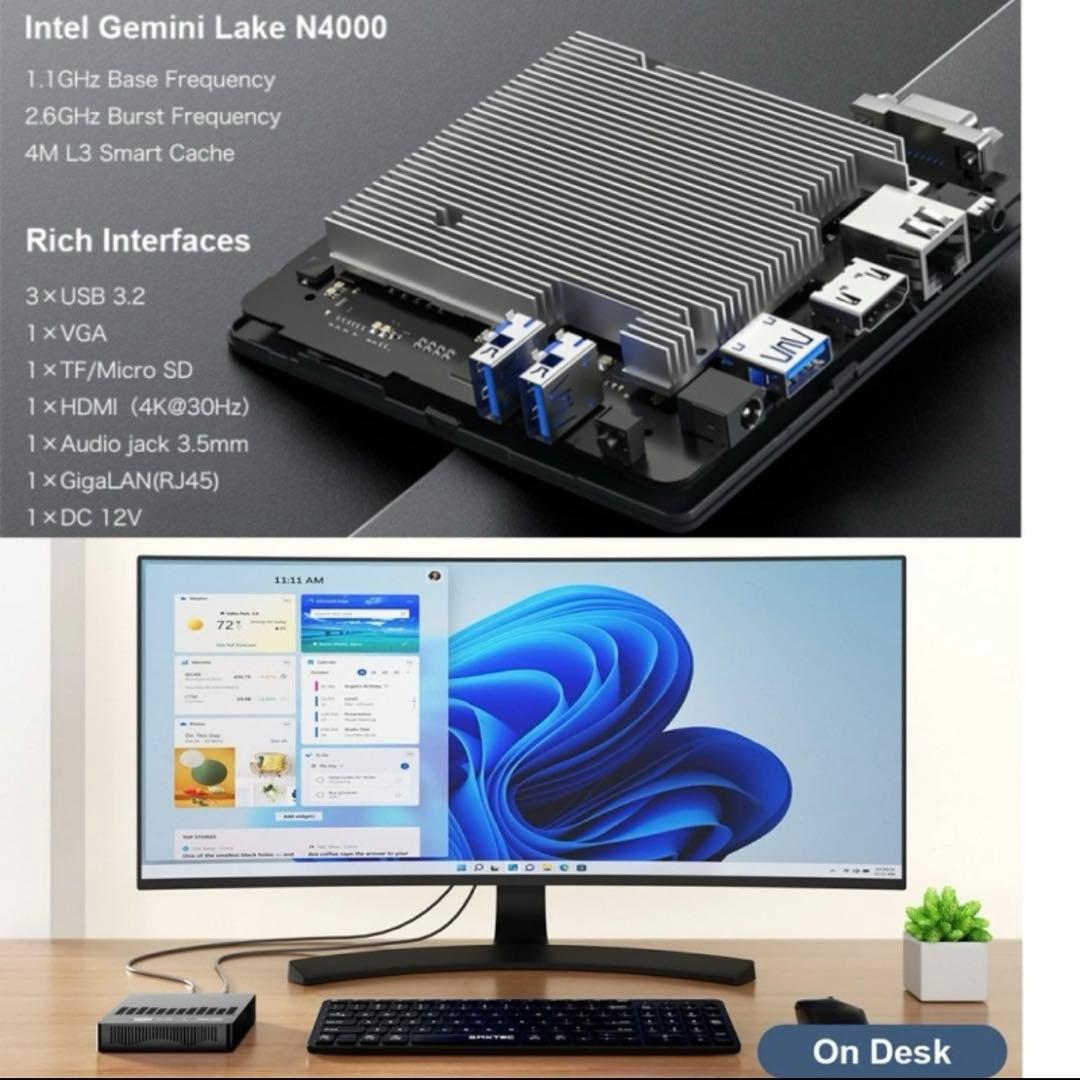 ミニPC MLLSE PC M2 Air Intel Gemini Lake N4000
