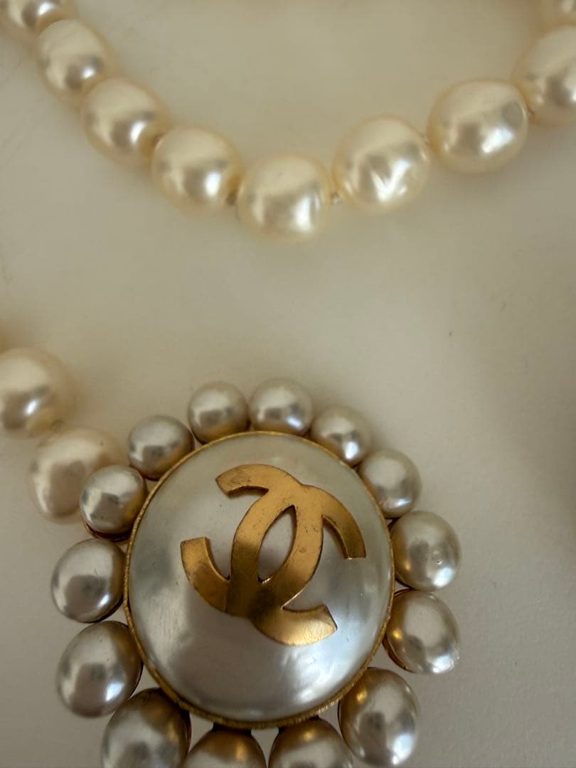CHANEL ヴィンテージ パール アクセサリー ネックレス風ブローチ