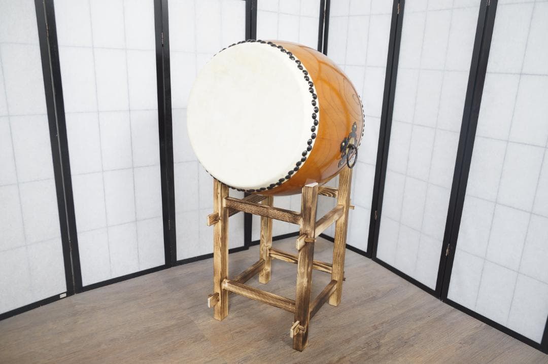 【新品】【蔵出し】1.4尺 牛革 合成けやき胴 和太鼓 &バチセット