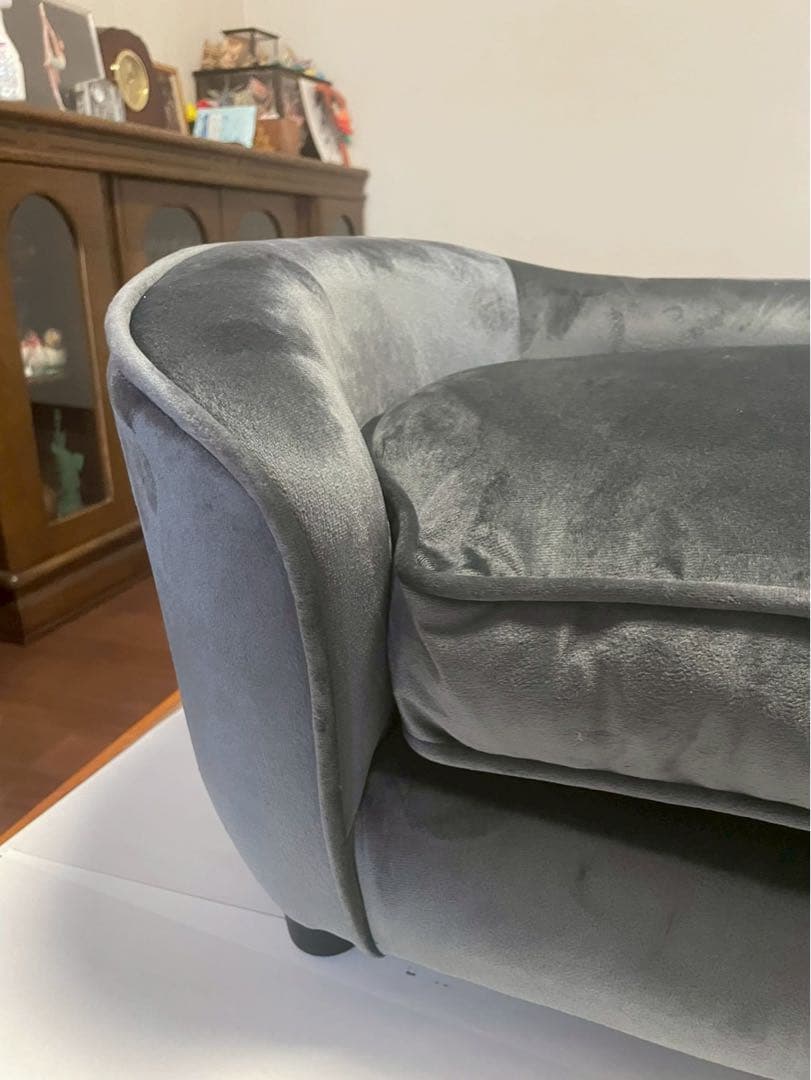 小型ペット用グレーソファ型ベッド