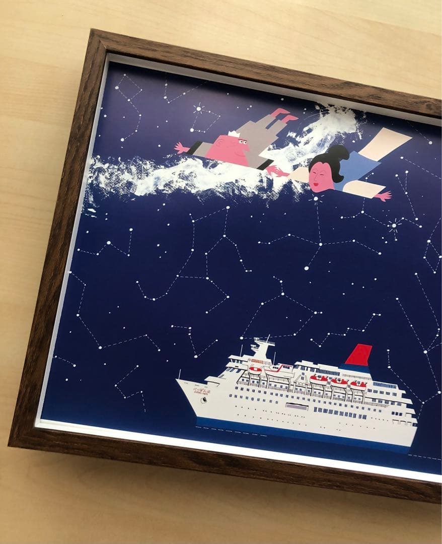 PK額装品 柳原良平 アンクル船長 にっぽん丸 天の川 織姫 A3額 ポスター風