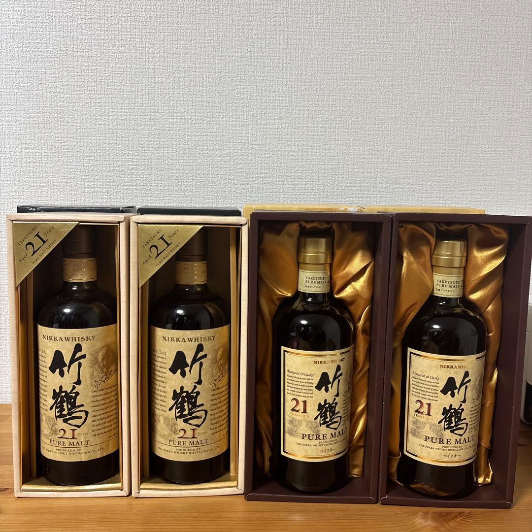 ニッカウイスキー　竹鶴21年　ピュアモルト　箱付き　4点セット　未開封