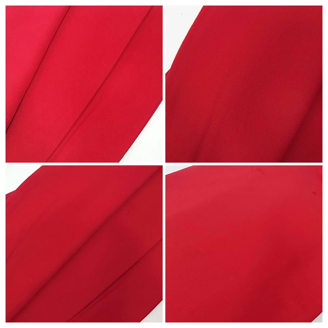 【山本寛斎デザイン】紅赤色＊色無地振袖＊上品地紋×華やぎモダン／個性派の一枚