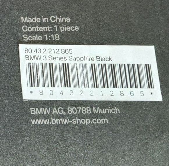 1/18 BMW 3シリーズ サファイア ブラック Sapphire Black