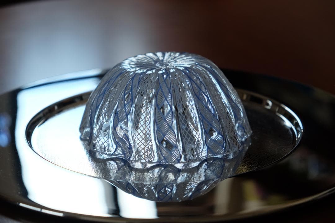 レースガラス 吹きガラス グラス 花瓶/ワイングラス 昭和レトロ 江波冨士子/