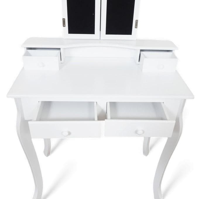 フォロー割【新品】三面鏡 ドレッサー スツール付き 姫系 猫脚 アンティーク調