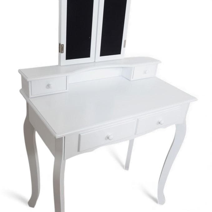 フォロー割【新品】三面鏡 ドレッサー スツール付き 姫系 猫脚 アンティーク調