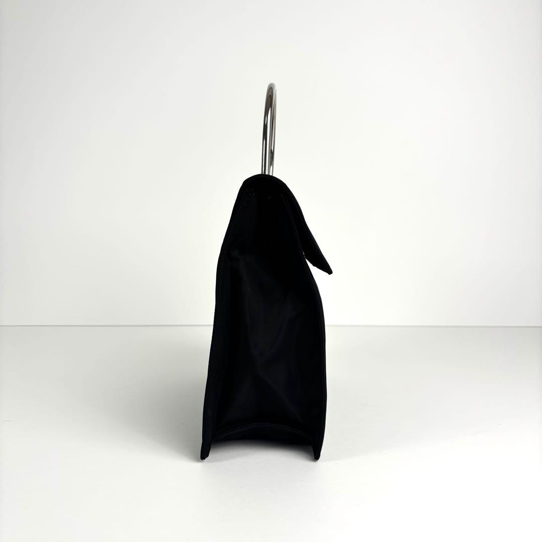 美品 PRADA プラダ メタルハンドル ハンドバッグ ナイロン ブラック