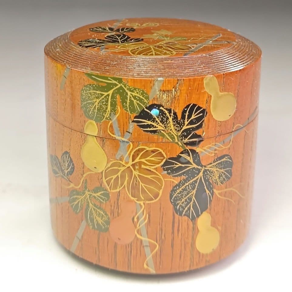 イ975 棗『道場宗廣作』『六瓢　欅　雪吹　茶器　共箱』蒔絵　漆塗　茶道具