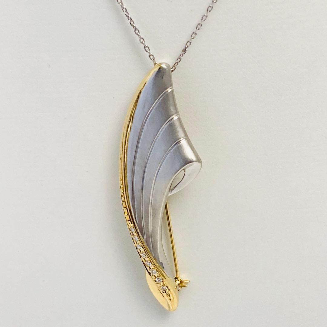 pt900．k18．ダイヤ入り、ペンダント、ブローチ、No.421.