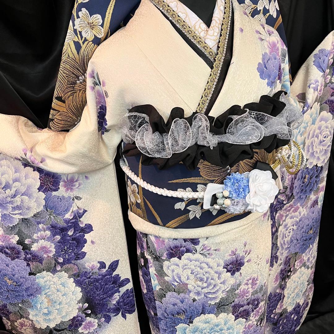◾️振袖フルセット■大輪牡丹桜◾️銀通し■成人式振り袖■振袖一式