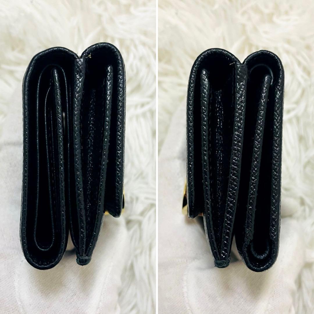 極美✨付属完備✨BVLGARI 三つ折り財布 ビーゼロワン レザー ブラック