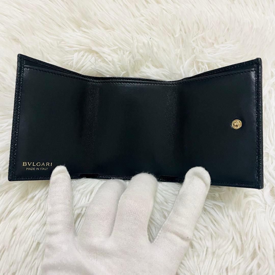 極美✨付属完備✨BVLGARI 三つ折り財布 ビーゼロワン レザー ブラック