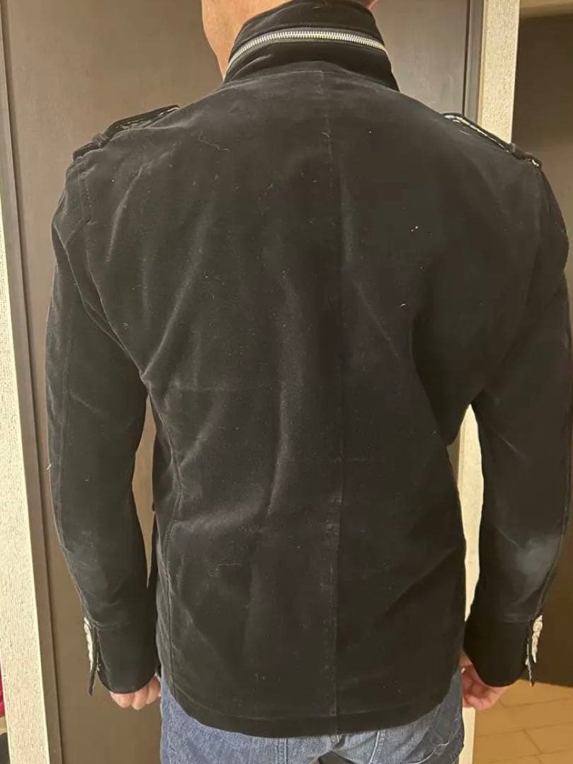 美品バーバリーブラックレーベル黒 ベルベット ジャケット ポケット付き