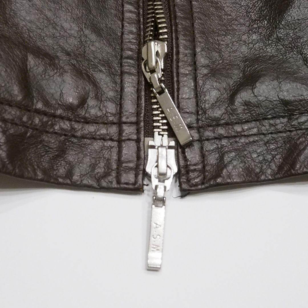 A.S.M シングルライダースジャケット 2way ファー付き 本革 48