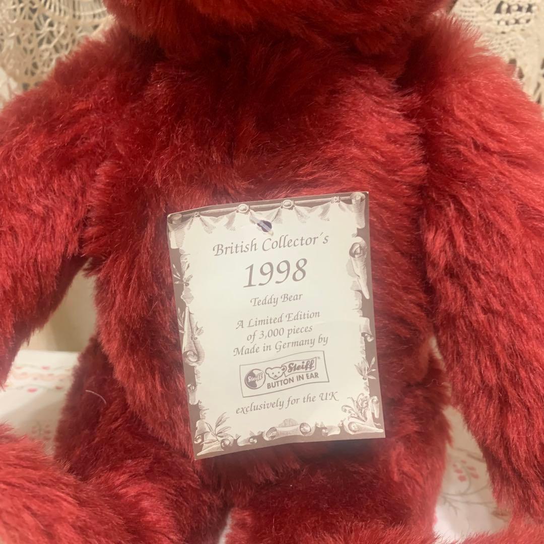 シュタイフ Steiff白ダグ　クマ　熊　ベア　レッド