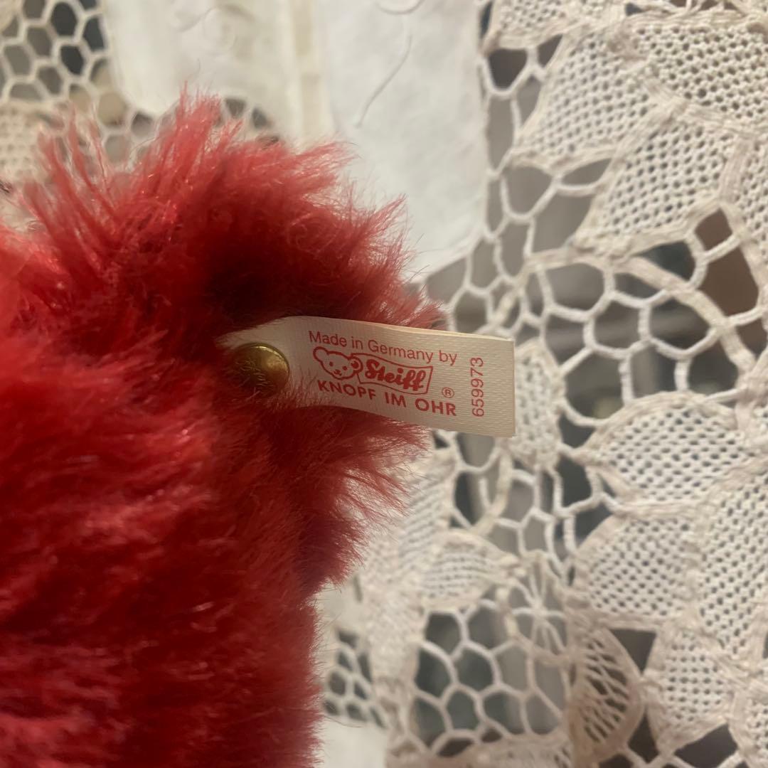 シュタイフ Steiff白ダグ　クマ　熊　ベア　レッド