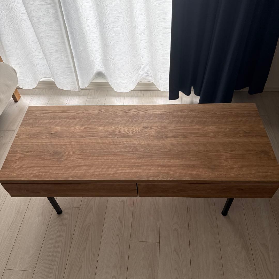 幅120 リビングテーブル 国産 ローデスク スチール脚 木製 LOWYA