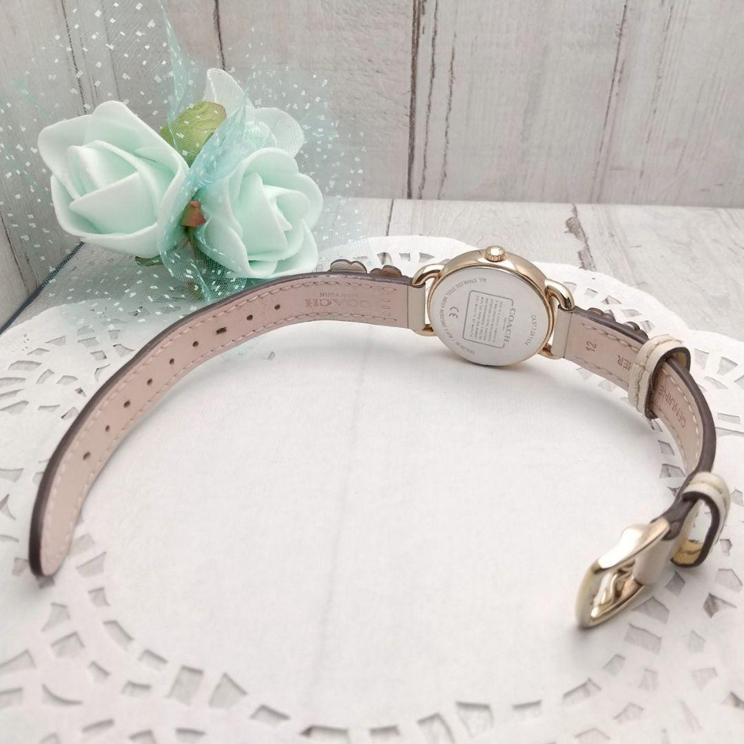 稼働品 箱付き 美品 コーチ 腕時計 レディース フラワーデザイン 馬車ロゴ