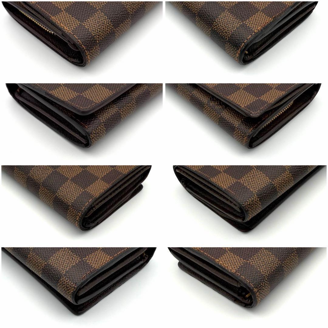 ルイヴィトン ダミエ ポルトモネビエトレゾール 二つ折り財布 ブラウン 茶