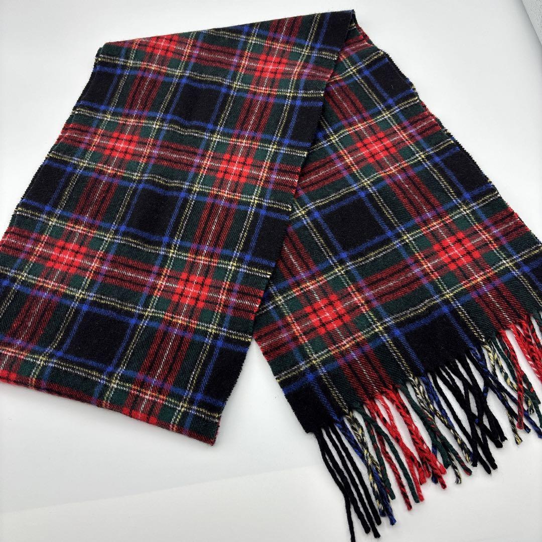 (美品) ジョンストンズオブエルガン カシミヤ100% マフラー チェック