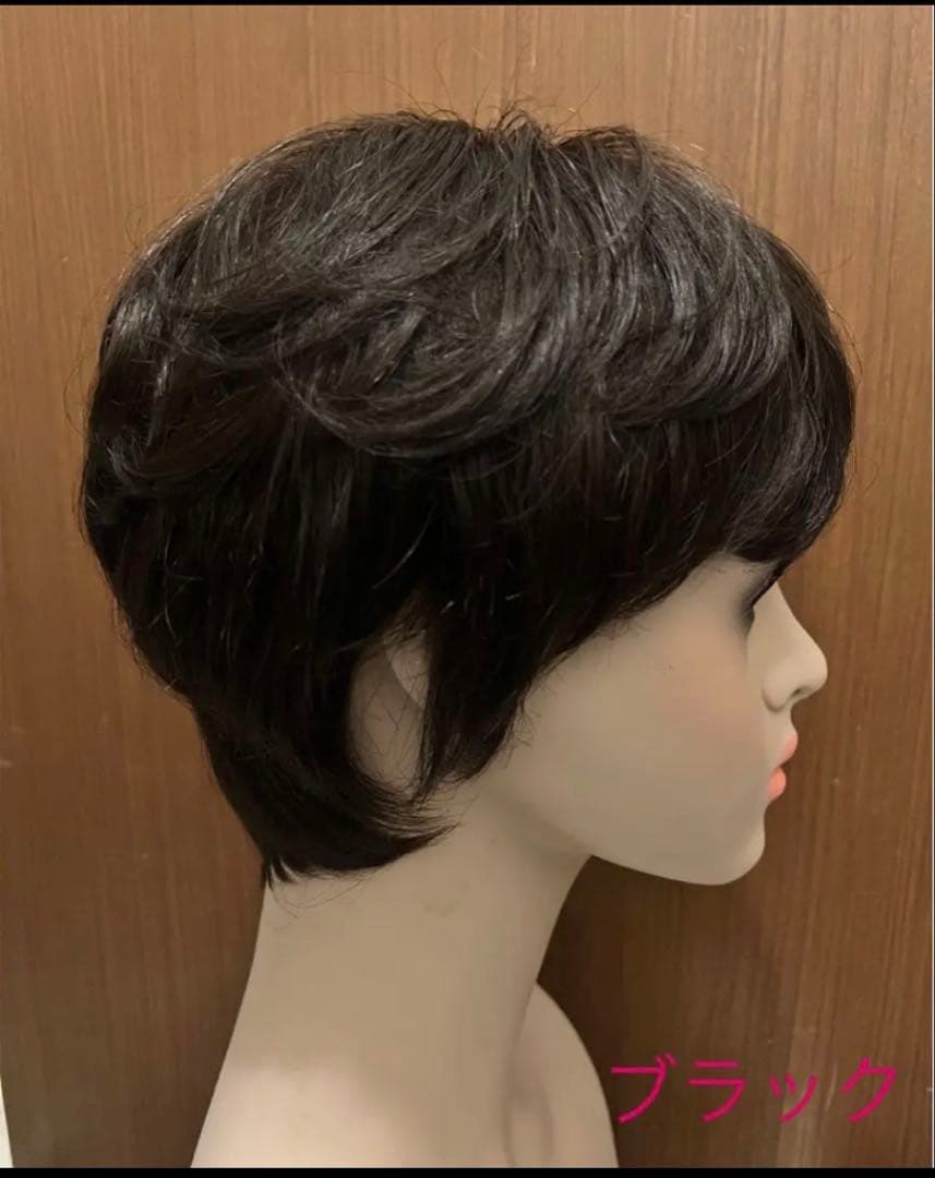気品人毛100% つむじ部分手植え ショートウィッグN890
