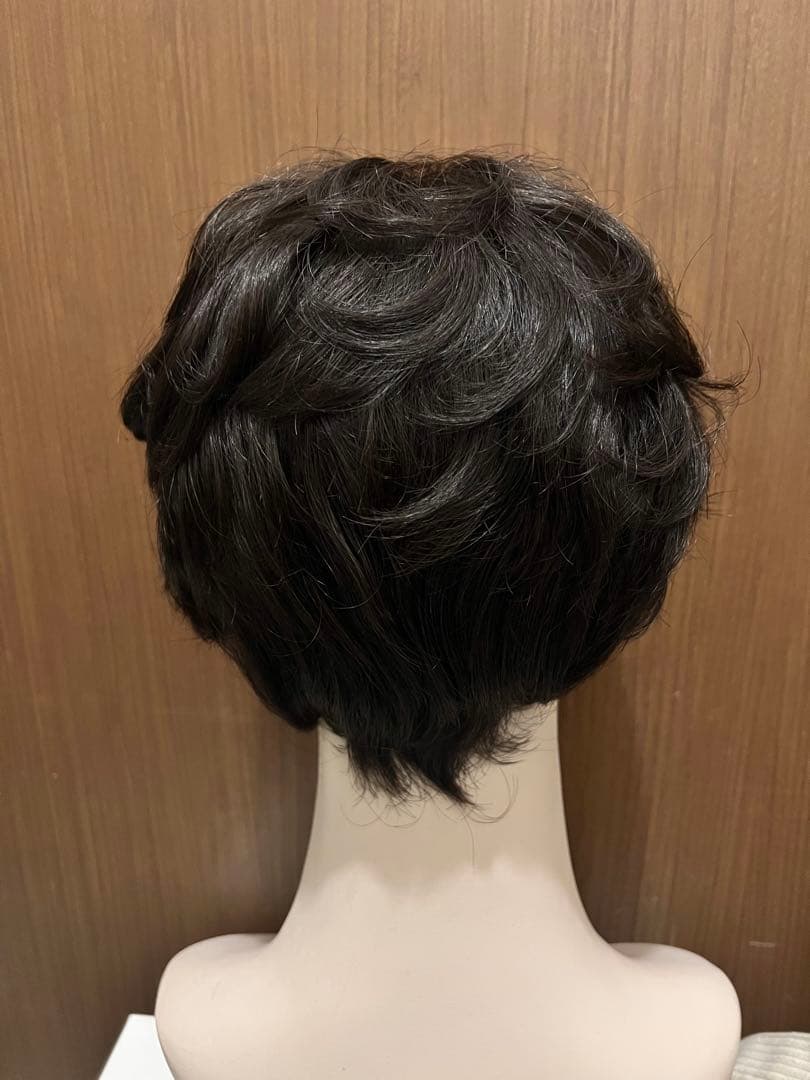 気品人毛100% つむじ部分手植え ショートウィッグN890