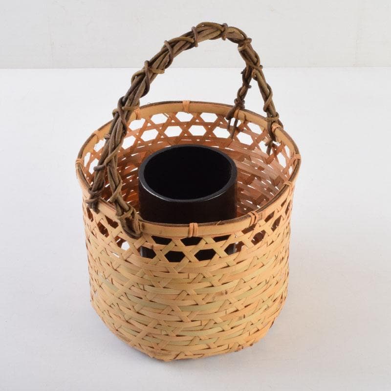 茶道具　竹製　花籠　箱付　N　9205A