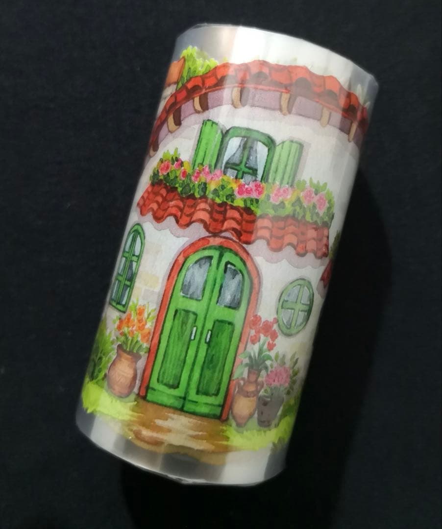 【8796】海外　マステ　5m巻売り　PETマスキングテープ　造景　森林小屋