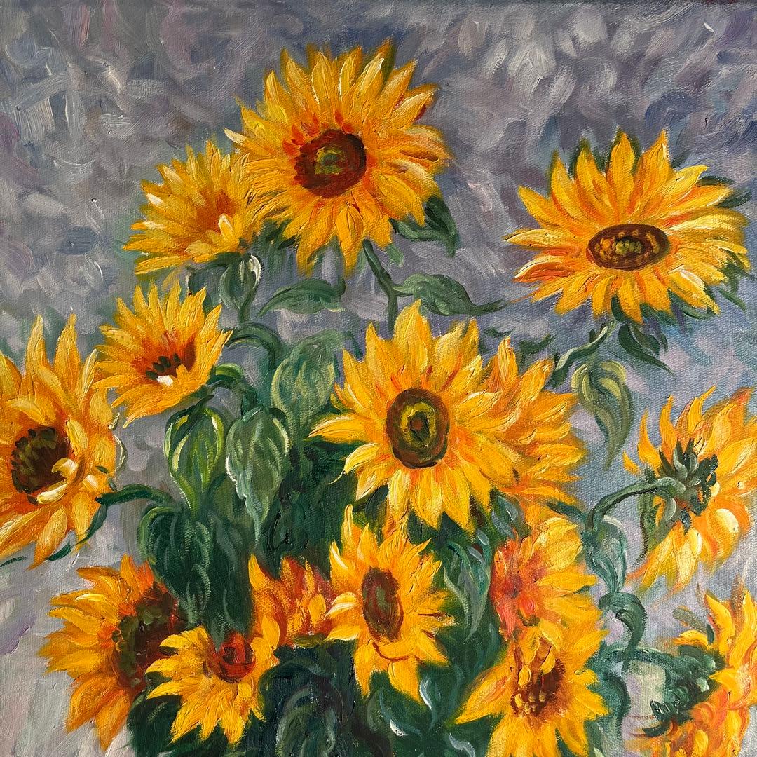 ★アウトレット★手書き油絵 クロード・モネ ひまわり 絵画 インテリア 油彩画