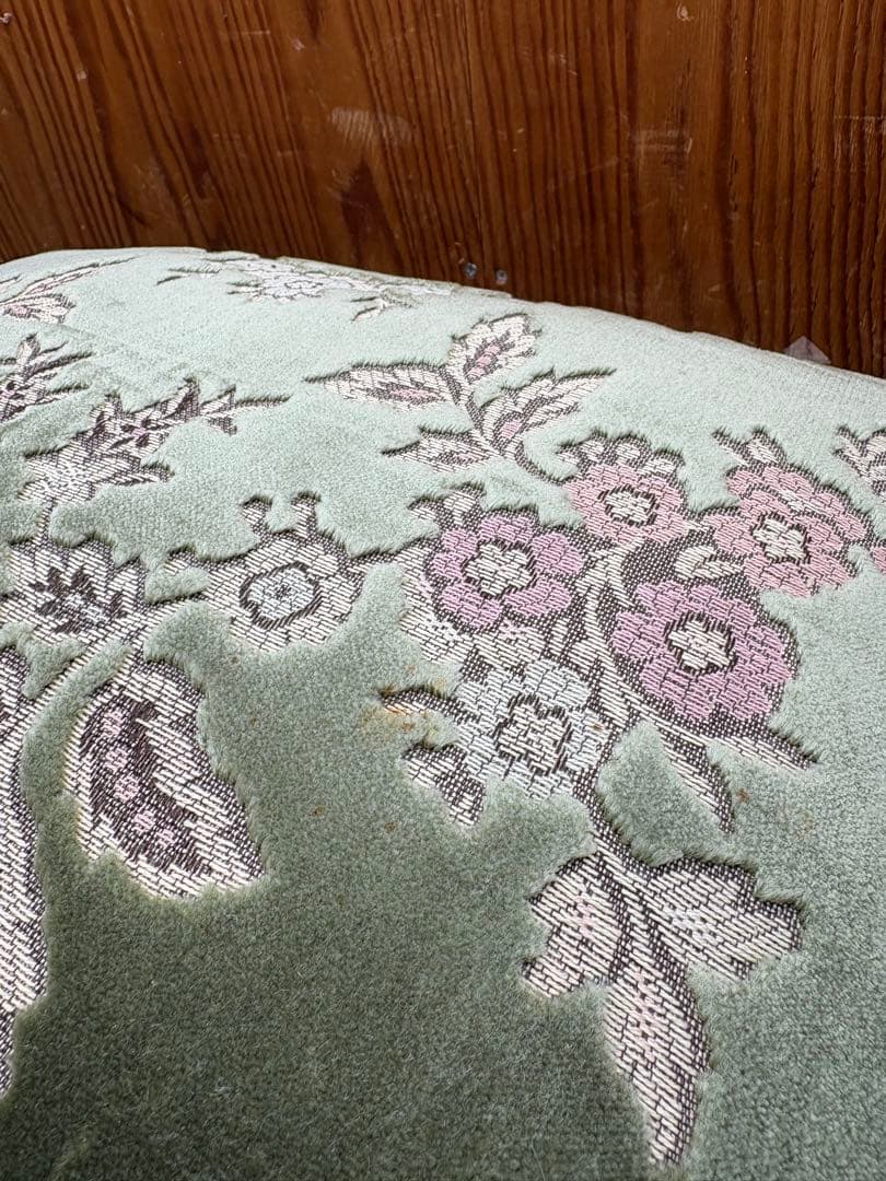 スツール 金華山 グリーン 猫脚 木製 完成品 オットマン　イタリア