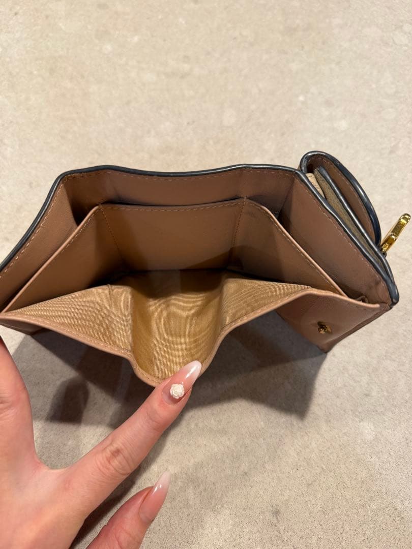 Dior 三つ折り財布 ベージュ/ピンク　箱付き