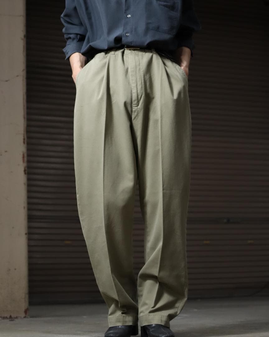 90s ラルフローレン クラシック ワイド チノパン ポロチノ W42 カーキ