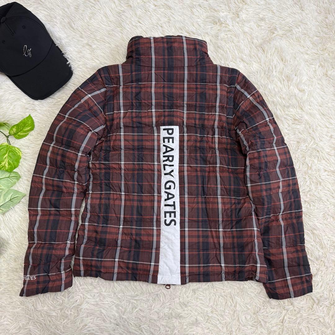 【パーリーゲイツ】美品ダウンジャケットチェック0サイズレディース